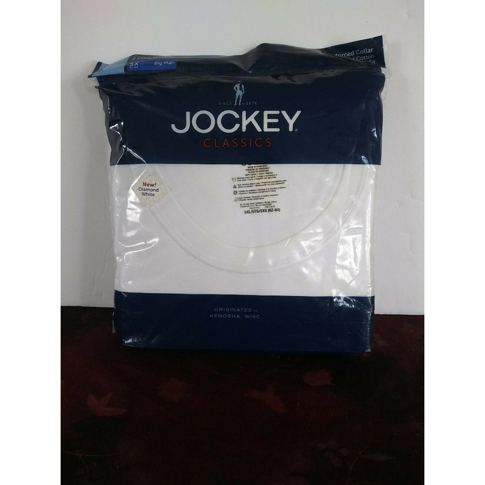 Jockey Crew Neck White T-Shirt 2 Pack. Size 5XL (62-64) Classic Big Man